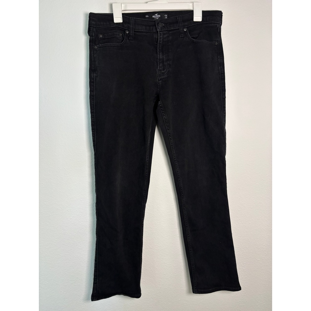 Hollister Mens Straight Leg Advanced Stretch Black Jeans‎ 34x34 (Measures 34x30)